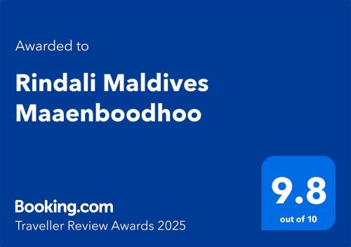 Certifikát, hodnocení, plakát nebo jiný dokument vystavený v ubytování Rindali - The speedboat from Malé to the hotel departs at 1130 every Monday Thursday and Saturday and from the hotel to Malé at 0630 and five domestic flights are available every day