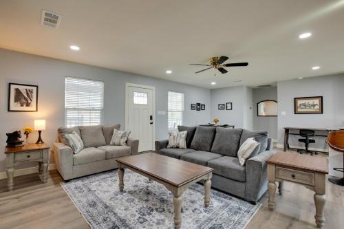 a living room with two couches and a table at Less Than 1 Mi to Lake Fork Appy Haven in Yantis in Yantis