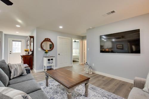 a living room with a couch and a table at Less Than 1 Mi to Lake Fork Appy Haven in Yantis in Yantis