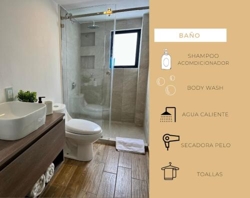 Koupelna v ubytování Comfortable apartment in Fraccionamiento