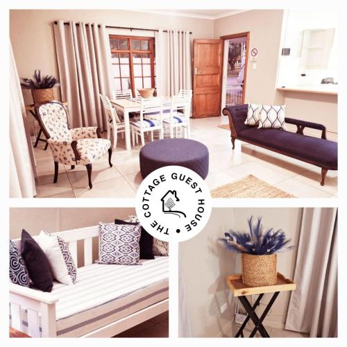a collage of pictures of a living room with a couch at The Cottage in Cradock