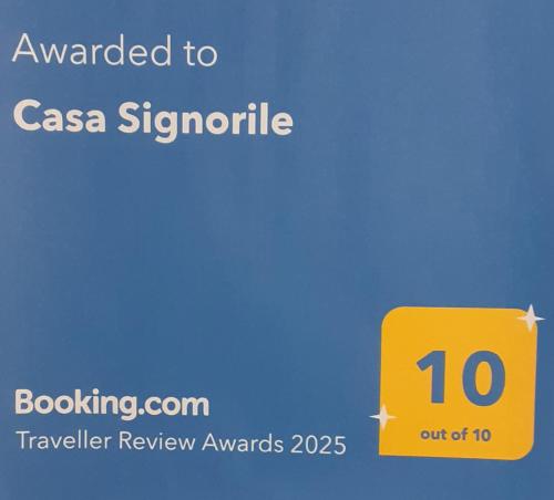 Certifikát, hodnocení, plakát nebo jiný dokument vystavený v ubytování Casa Signorile
