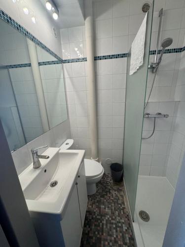 un bagno con lavandino, WC e doccia di Studio au coeur de Valence 25 a Valence