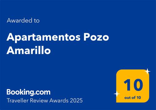 a yellow square with the wordsarmaatories pozo on it at Apartamentos Pozo Amarillo in Salamanca
