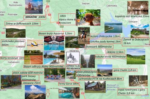 a collage of pictures of different places at Chata pod lasem in Myślenice