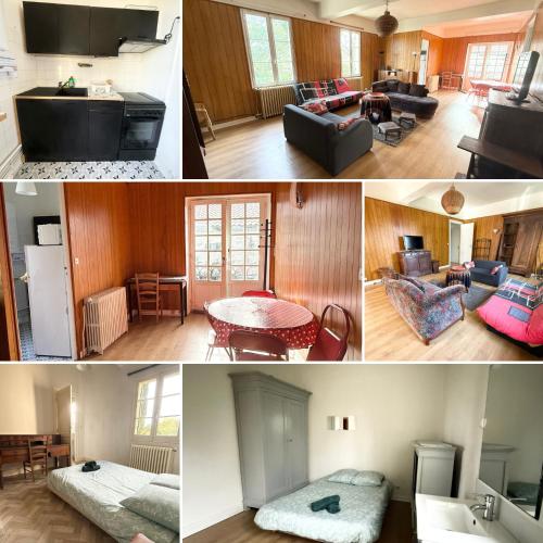 un collage de photos d'un salon et d'une cuisine dans l'établissement Escapade de Bordeaux, à Pessac