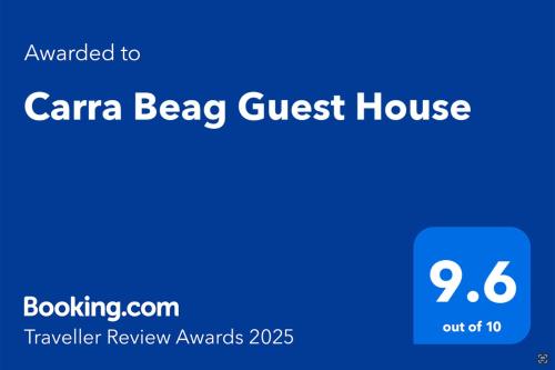 Certifikát, hodnocení, plakát nebo jiný dokument vystavený v ubytování Carra Beag Guest House