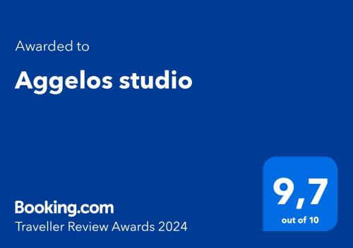 Certifikát, hodnocení, plakát nebo jiný dokument vystavený v ubytování Aggelos studio