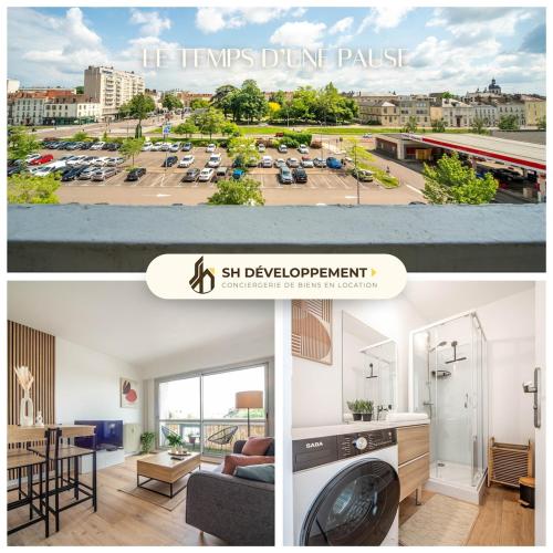 un collage de deux photos d'un appartement dans l'établissement Le temps d'une pause, à Chalon-sur-Saône