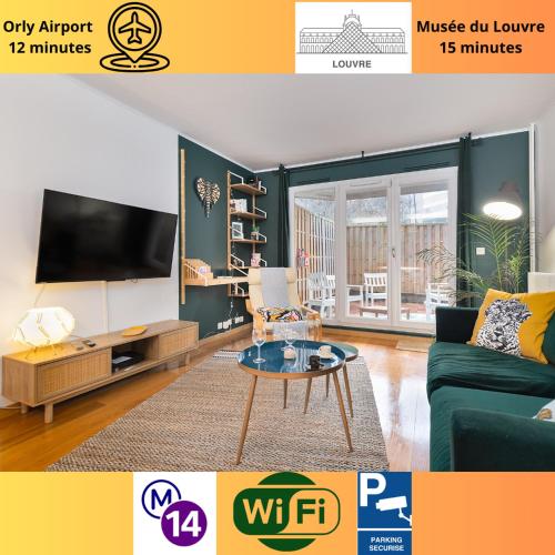 Cosy'n Paris - Parking secure - Metro 14 - Wifi - Terrace - Premium bedding