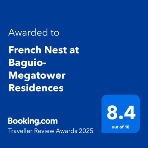a screenshot of a phone with the text awarded to french nest at baguio at French Nest at Baguio- Megatower Residences in Baguio