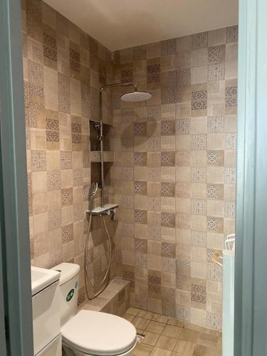 une salle de bain avec toilettes et douche dans l'établissement Modern and Cosy Apartment, à Montpellier