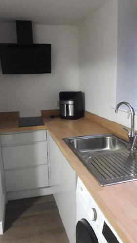 a kitchen with a sink and a counter top at DON VALLEY ARENA APPARTMENTs in Attercliffe