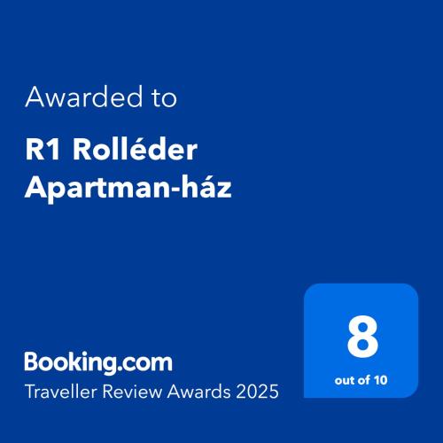 a screenshot of a cell phone with the text awarded to rrlrolier appliance at R1 Rolléder Apartman-ház in Siklós