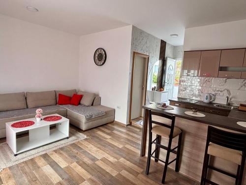 Kuchyň nebo kuchyňský kout v ubytování Apartmani Jovan