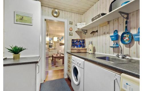 a kitchen with a sink and a washing machine at 2 Bedroom Amazing Home In Farsø in Farsø