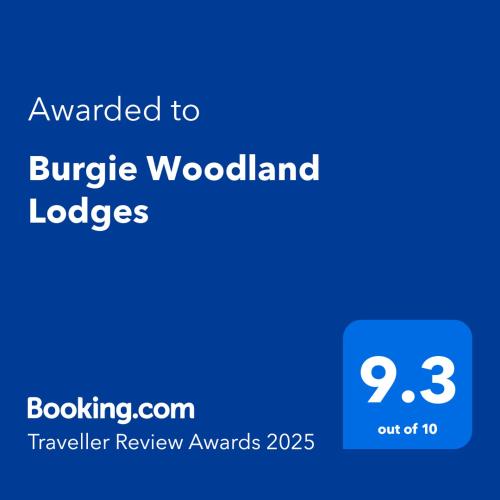 a screenshot of a phone with the text awarded to bridge woodland lodges at Burgie Woodland Lodges in Forres