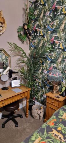 an office with a desk and a plant on a wall at The Dudley Hotel in Blackpool