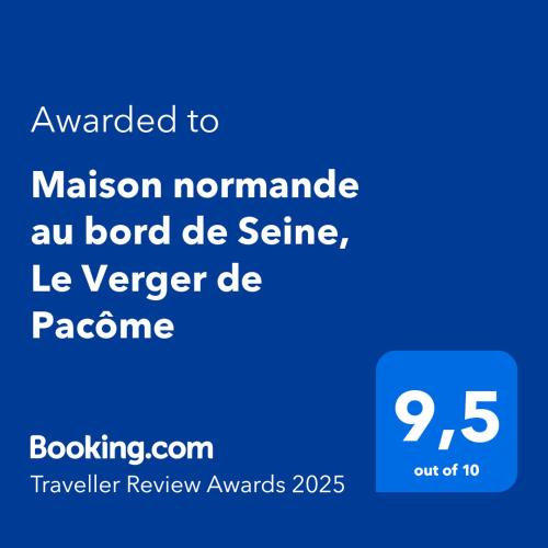 une capture d'écran d'un téléphone avec le texte désirant mission nomamed an bond de dans l'établissement Maison normande au bord de Seine, Le Verger de Pacôme, à Anneville-Ambourville