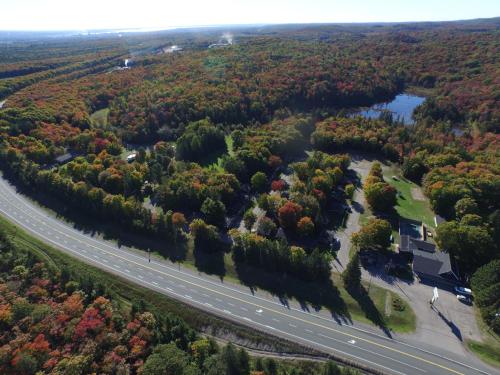 an aerial view of a road and trees at Glenview Cottages in Sault Ste. Marie