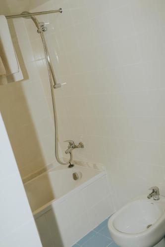 a bathroom with a shower and a sink and a toilet at Le Cedrus Hotel in Al Arz