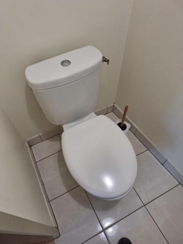 a bathroom with a white toilet in a room at Victor Hugo - Hyper centre 2 chambres in Saintes