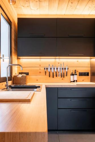 une cuisine avec un évier et un comptoir dans l'établissement Villa Terrama Capbreton, à Capbreton