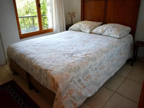 un grand lit dans une chambre avec une fenêtre dans l'établissement Holiday Home in Saint-Honore near Gorges, à Saint-Honoré-les-Bains