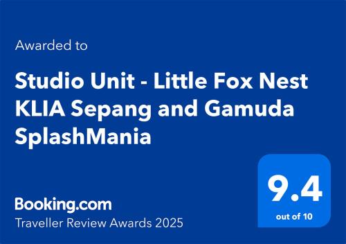 a screenshot of the website of theizu unit little fox nest kka seabase at Studio Unit - Little Fox Nest KLIA Sepang and Gamuda SplashMania in Sepang