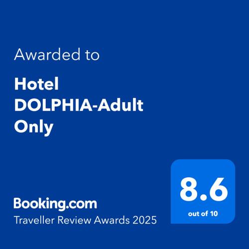 a screenshot of a cell phone with the text awarded to hotel dubulaadult only at Hotel DOLPHIA-Adult Only in Daisen