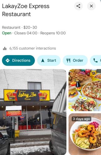 a collage of photos of a restaurant with a plate of food at #2 - Big Loft - Plaza St-hubert in Montréal