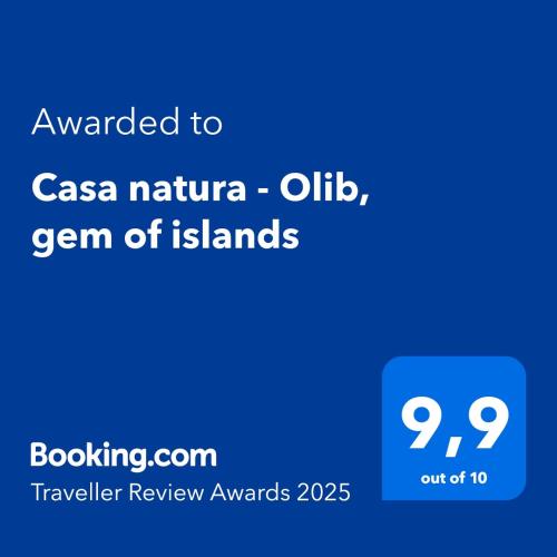Certifikát, hodnocení, plakát nebo jiný dokument vystavený v ubytování Casa natura - Olib, gem of islands