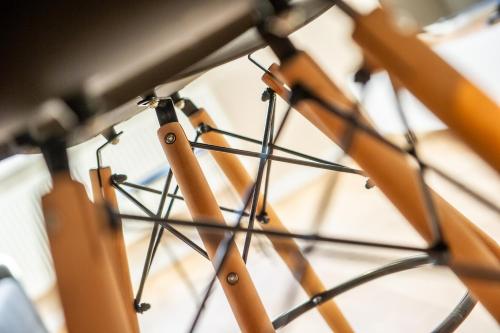 a close up of wooden chopsticks on a table at Apartament Korfantego 9 in Gliwice