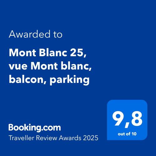 Capture d'écran d'un téléphone avec les mots mont blanc Nous sommes blancs dans l'établissement Mont Blanc 25, vue Mont blanc, balcon, parking, à Chamonix-Mont-Blanc