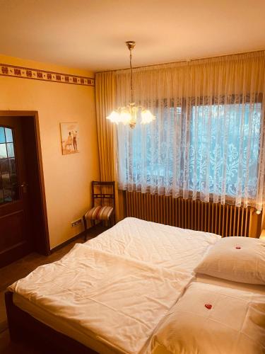 a bedroom with a large bed and a window at Haus Nachtsheim in Bad Neuenahr-Ahrweiler