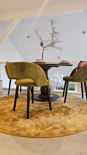 two chairs and a table in a room at Taunusgarten in Bad Camberg