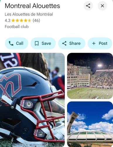 a collage of pictures of a football helmet at Le Magnifique - Close by Downtown in Montréal