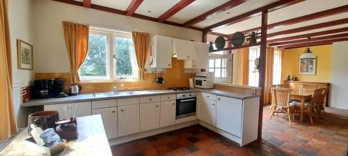 una cucina con lavello e fornello forno superiore di Villa Present- Vakantieboerderij Oudelande VP051 a Oudelande