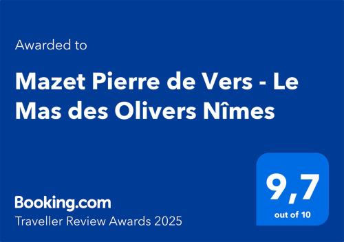Mazet Pierre de Vers - Le Mas des Olivers Nîmes