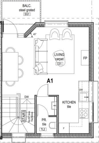 a floor plan of a house at Ski Lift Access - Modern 3BR Chalet - Fireplace in Mount Buller