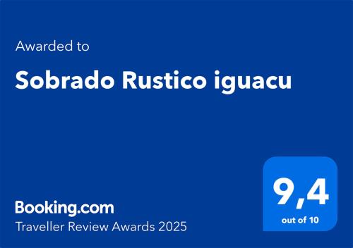 a blue rectangle with the words sabada ricotta iguana at Sobrado Rustico iguacu in Foz do Iguaçu