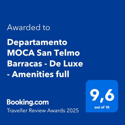 Sijil, anugerah, tanda atau dokumen lain yang dipamerkan di Departamento MOCA San Telmo Barracas - De Luxe - Amenities full