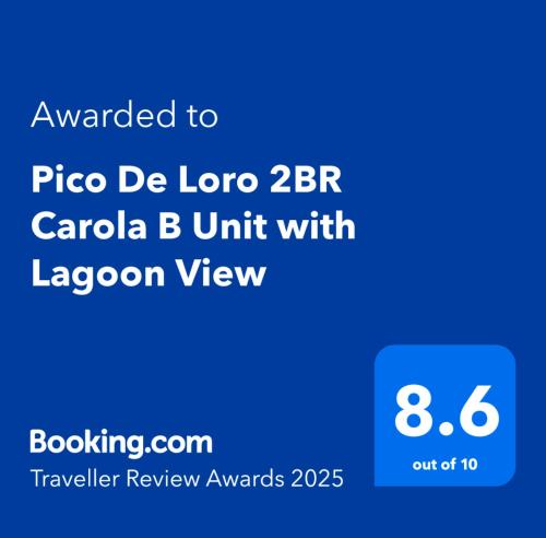 a screenshot of a cell phone with the text awarding to rice de lore zero b at Pico De Loro 2BR Carola B Unit with Lagoon View in Nasugbu