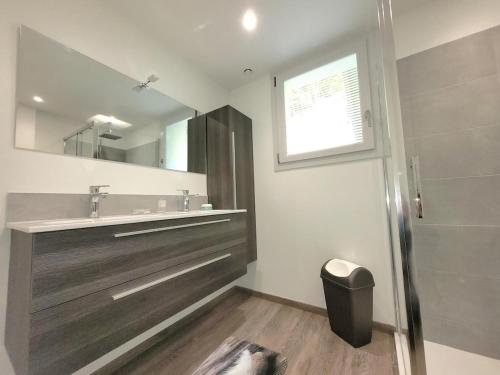 VoutezacAu fil de la Bontat Vézère的浴室里有洗手池和镜子