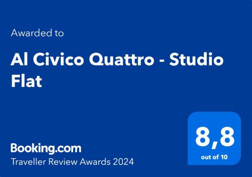 Certifikát, hodnocení, plakát nebo jiný dokument vystavený v ubytování Al Civico Quattro - Studio Flat