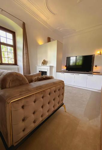 Televisyen dan/atau pusat hiburan di Luxurious Castle Retreat in Austria Little Versailles with Nearby Spas