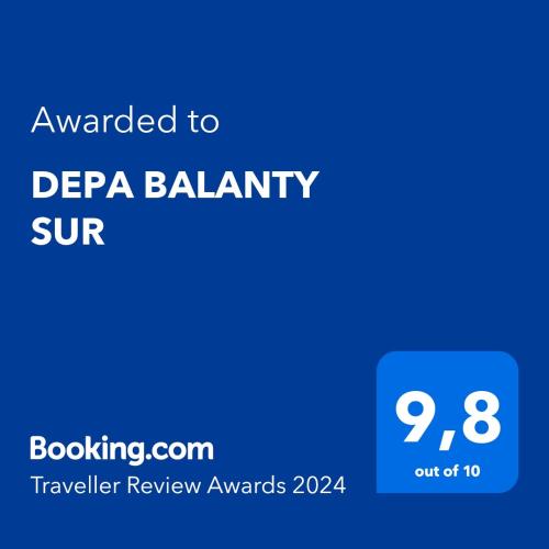 a blue screen with the text awarded to piera balmain sip traveller review awards at DEPA BOHO AL SUR Pet Friendly Piscina Gym Sala de Cine in Guadalajara