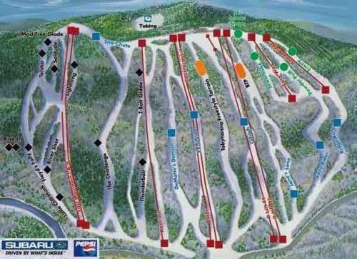 a map of a race track at Cozy Ski Chalet in the Heart of the Poconos in Tobyhanna