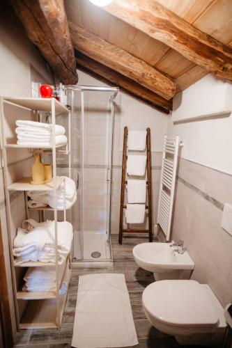 a bathroom with a toilet and a sink at Achillea in Rhemes-Saint-Georges