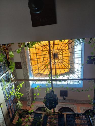 an overhead view of a building with a large window at Riad Idrissi in Meknès